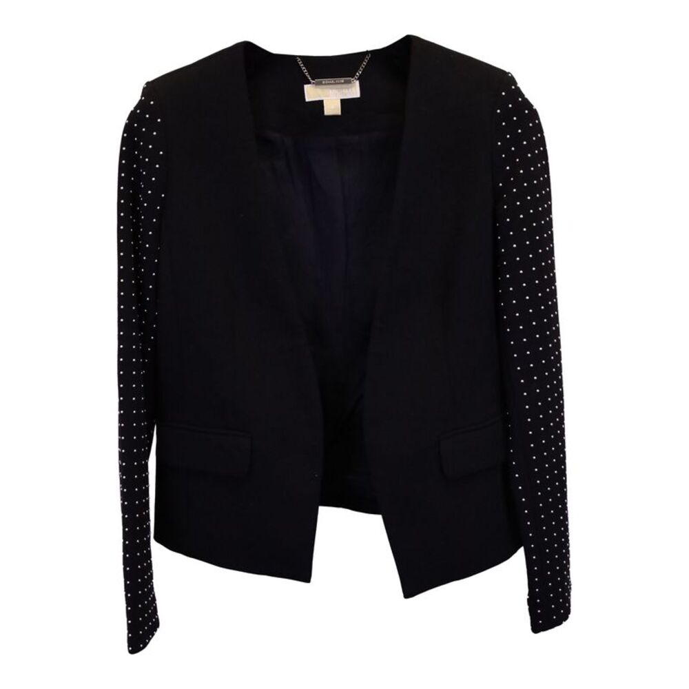 Michael Kors Studded Sleeve Blazer in Black Polyester